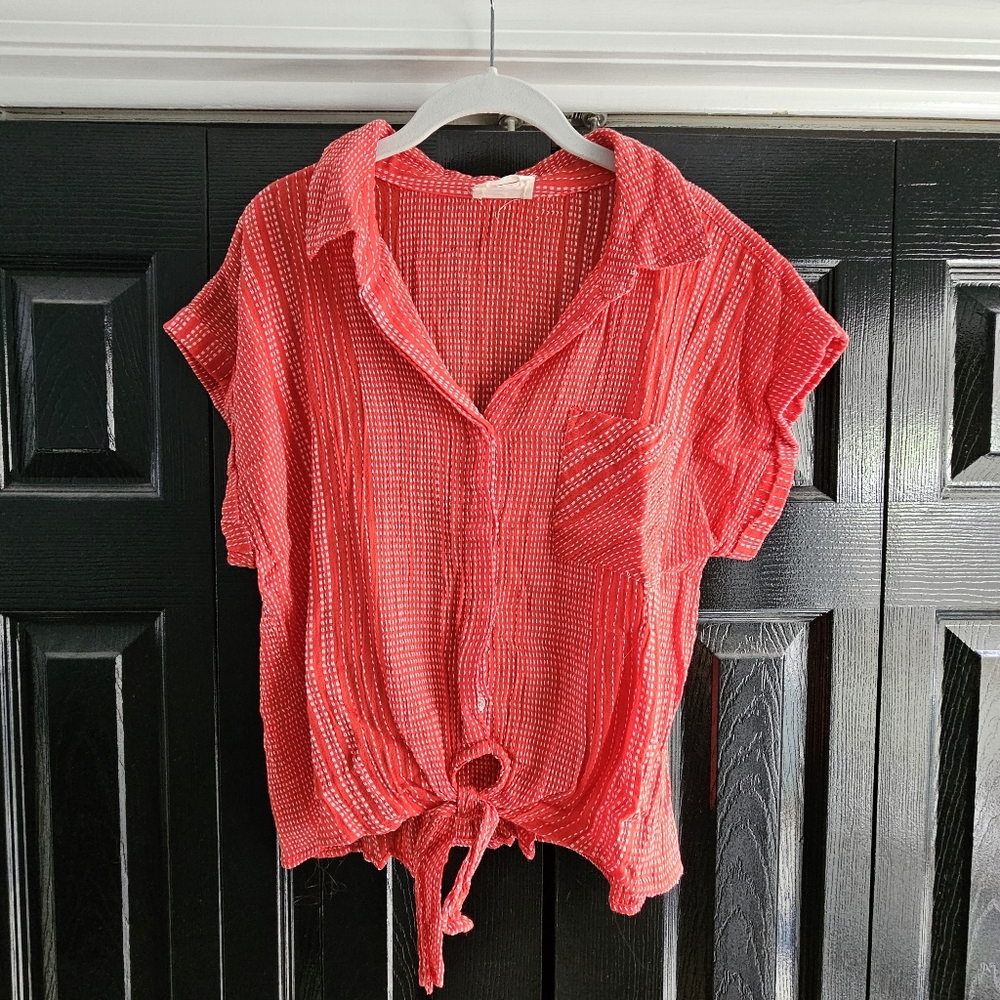 Harper Front Tie Button Up Top